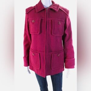 Chanel unique Tweed Raspberry Color Jacket with four front pockets